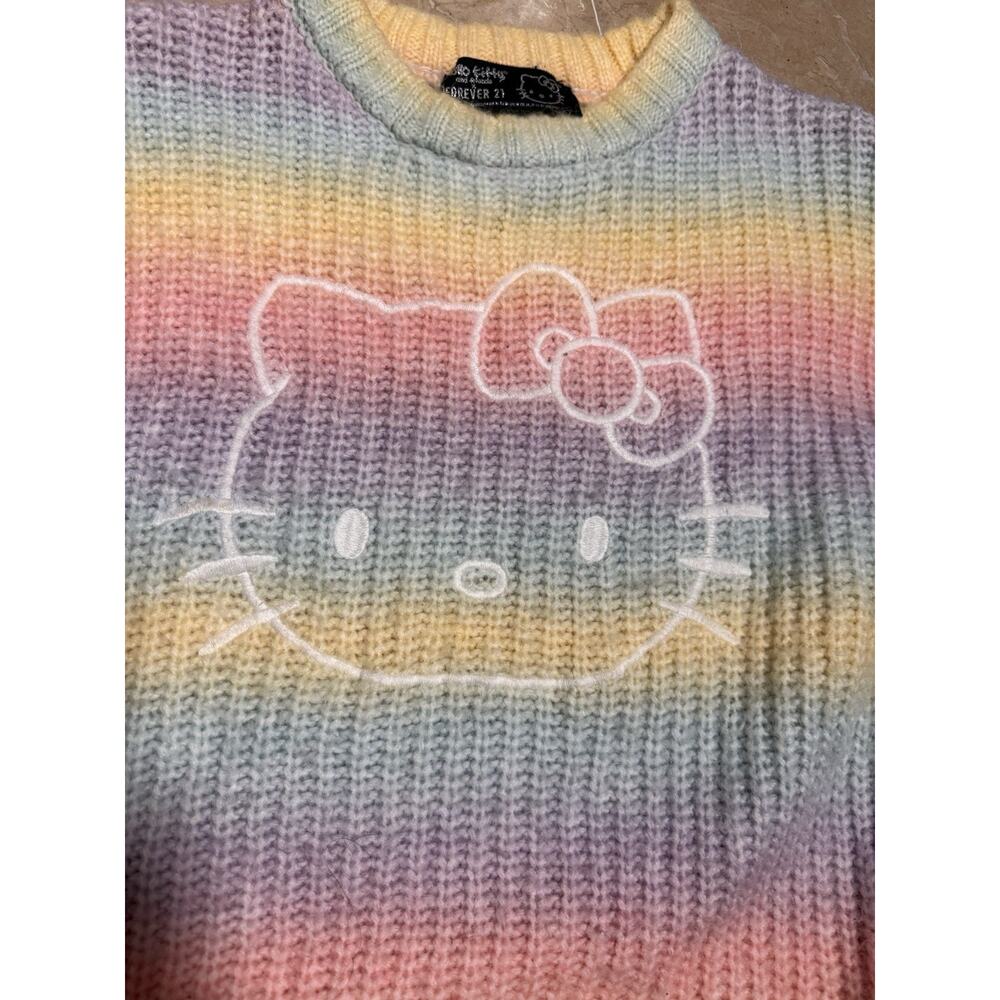 Hello Kitty x Forever 21 Rainbow Kawaii Knit Sweater Size M Multicolor Coquette - Picture 7 of 8